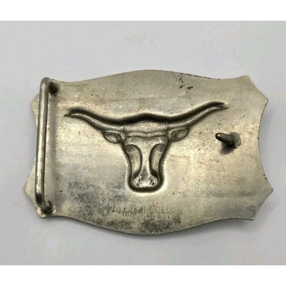 Texas Longhorn Belt Buckle Nickel Silver 3 1/2” X 2 1/4”